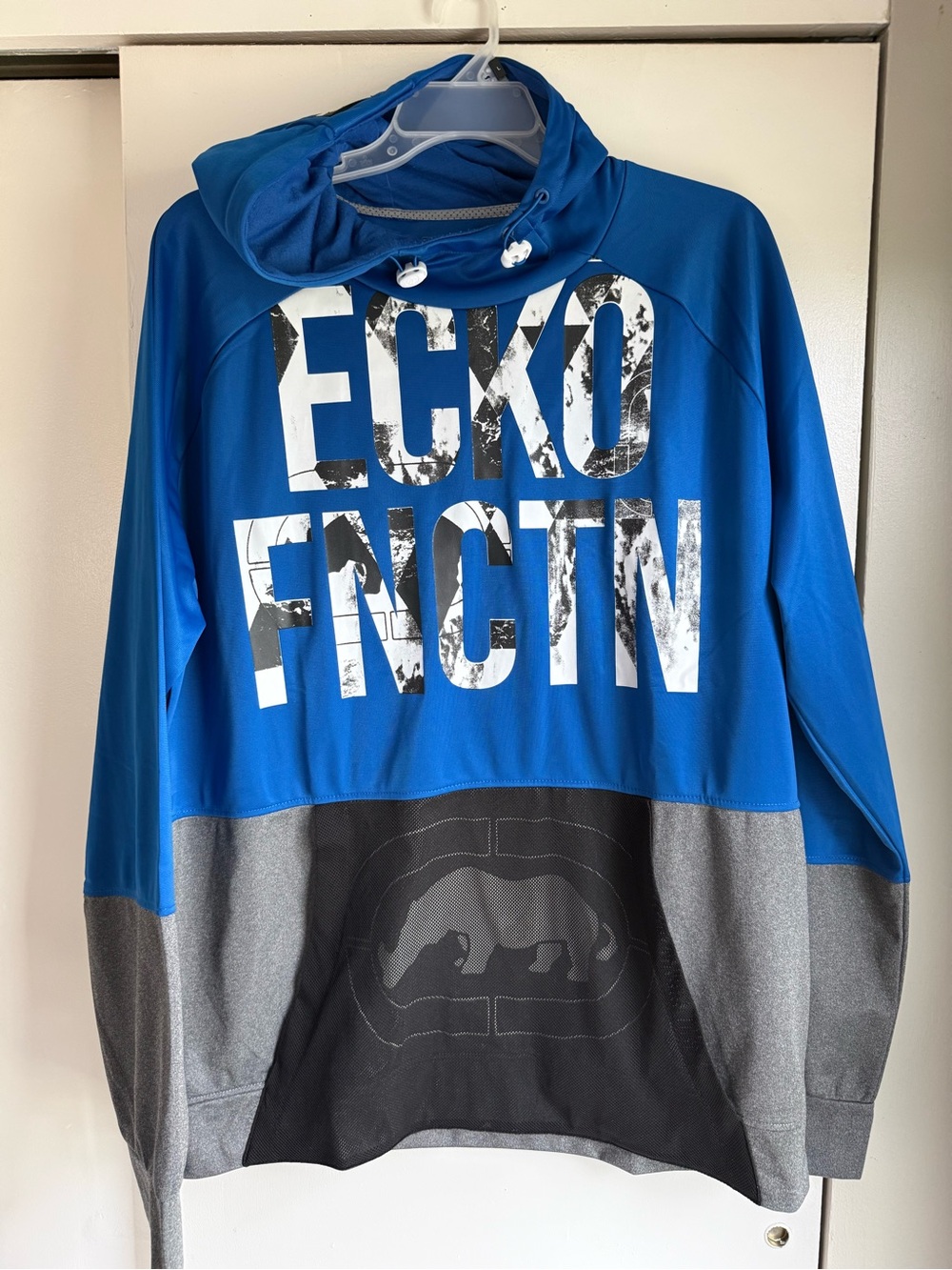 Ecko Unlimited Blue, Gray & Black Pullover Hoodie